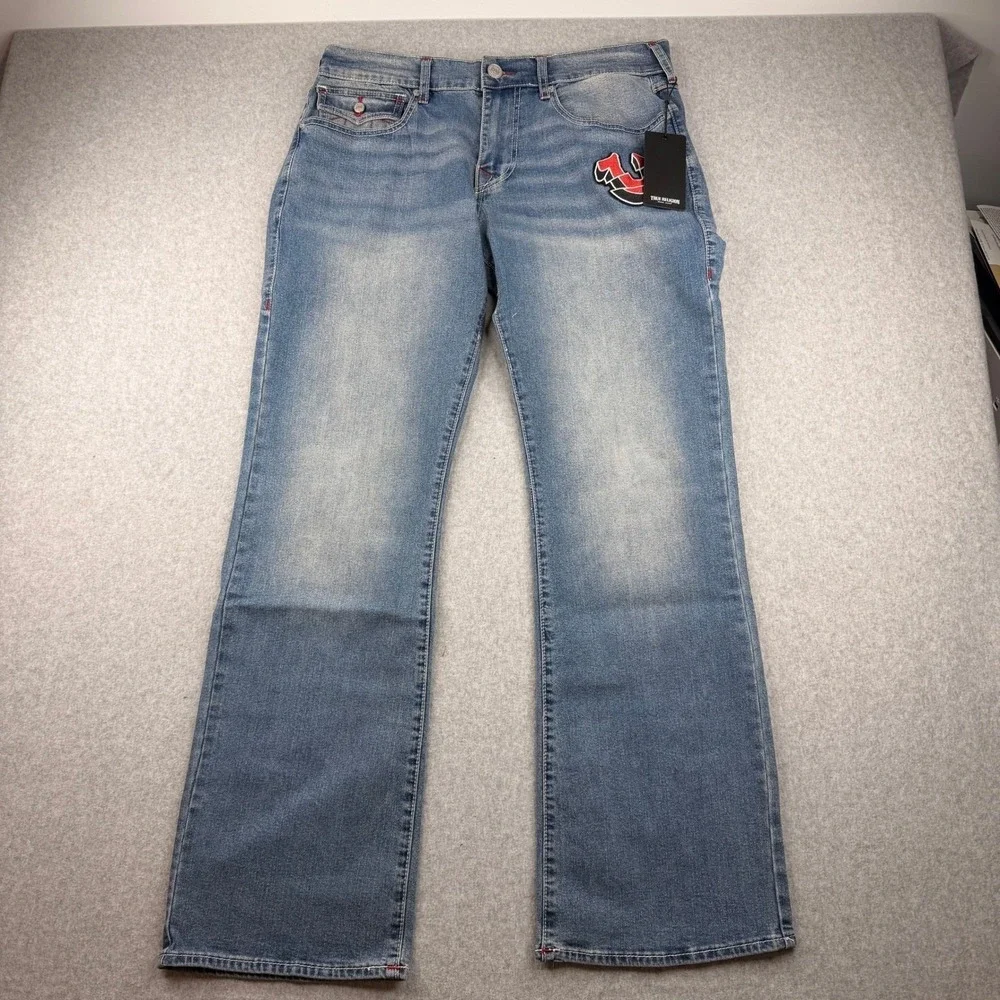 True Religion Billy SN Flap Relaxed Bootcut Jeans Light Autumn Walk Wash 34x33.5